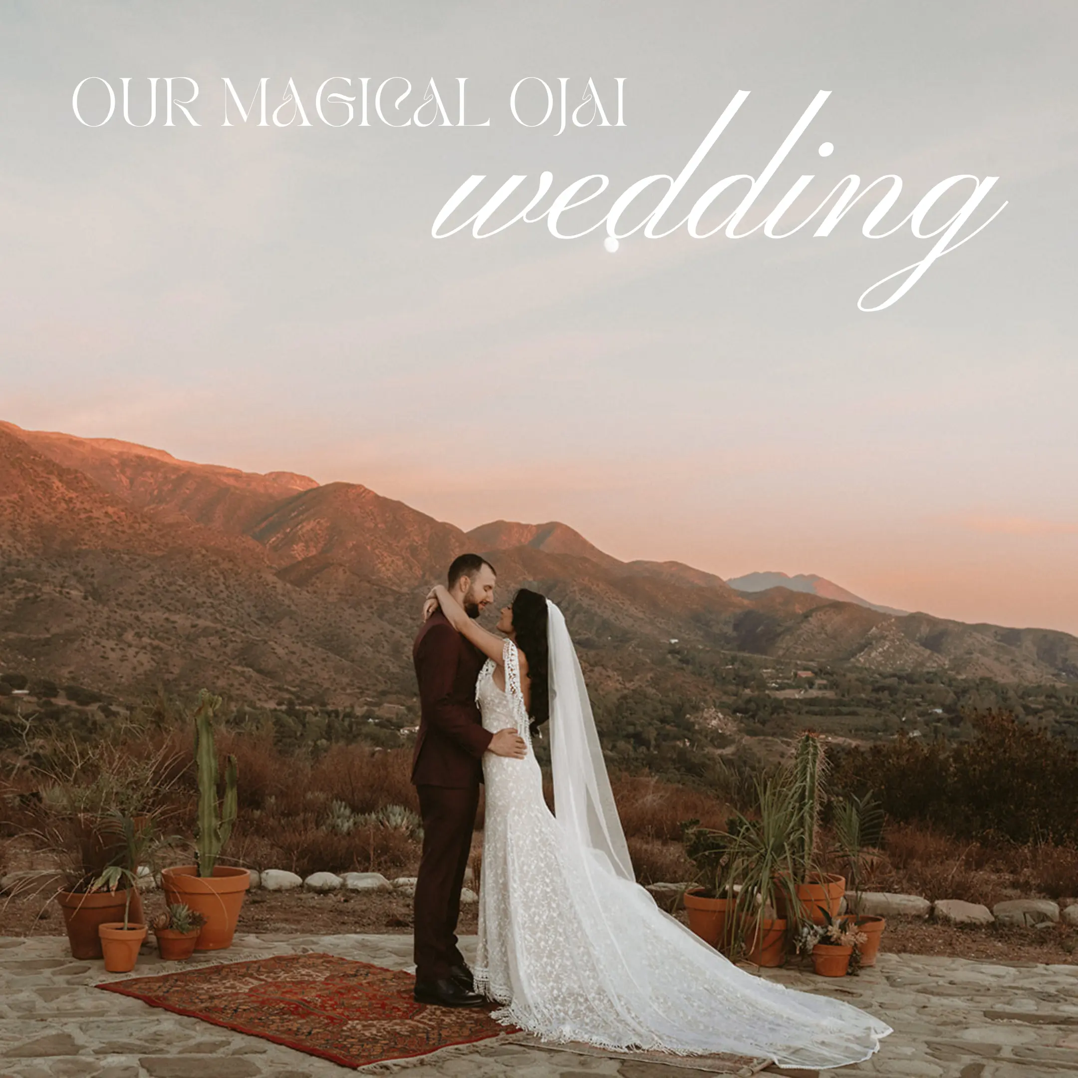 Our magical Ojai wedding, two people embracing at sunset